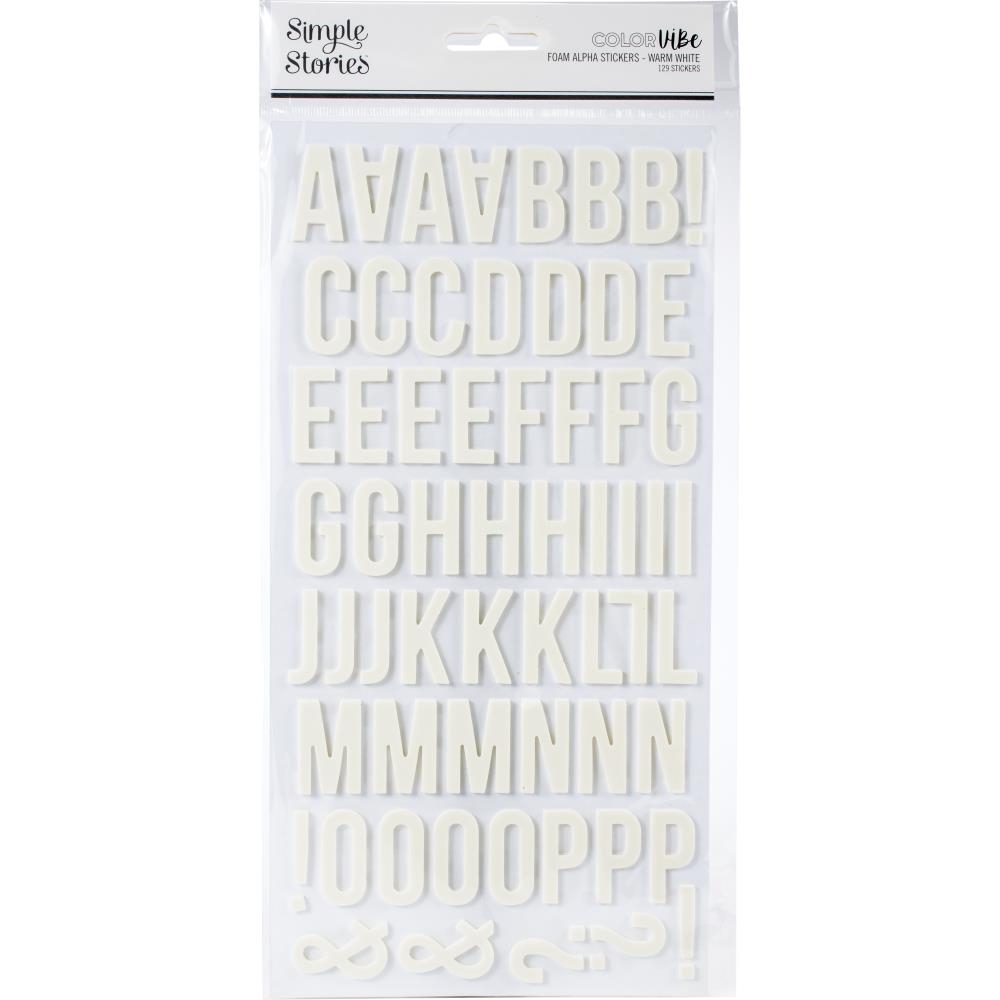 SIMPLE STORIES Color Vibe Foam Alpha Stickers Warm White