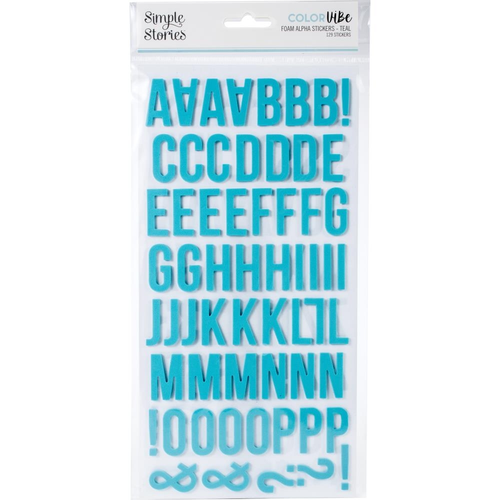 SIMPLE STORIES Color Vibe Foam Alpha Stickers Teal